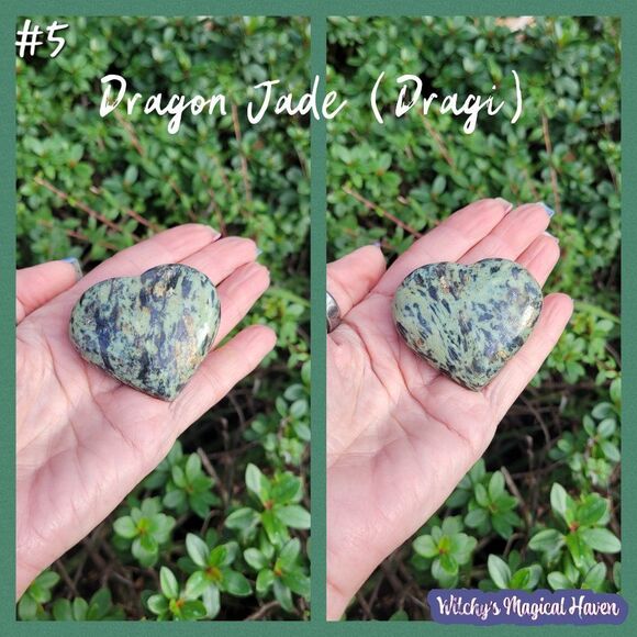 Dragon Jade Dragi Gemstone Crystal Heart - Picture 1 of 3